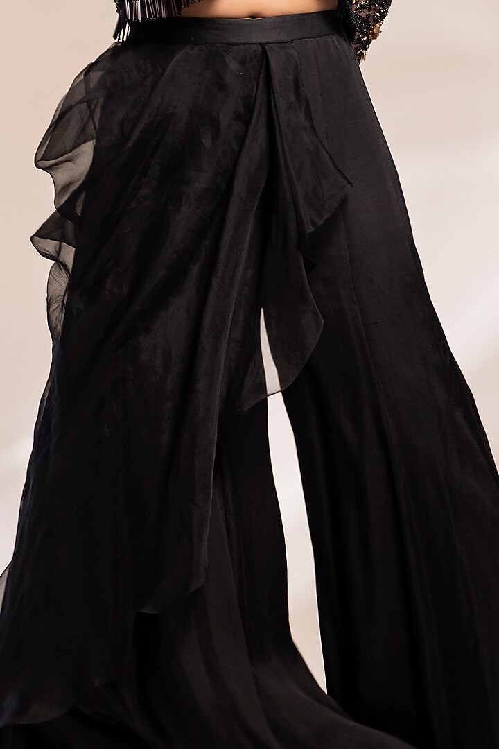 Black Georgette & Organza Wedding Sharara Set by GEE SIN by Geetanjali Singh at Pernia's Pop Up Shop