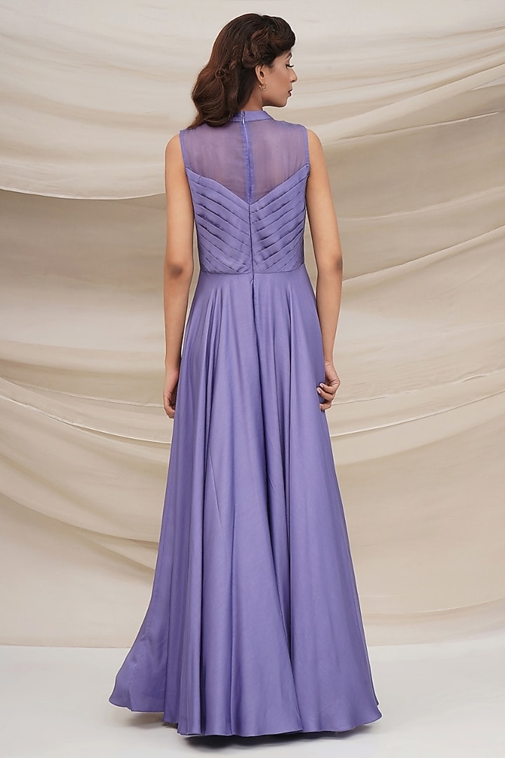 Lavender Silk Georgette Embellished Engagement Gown by GEE SIN by Geetanjali Singh at Pernia's Pop Up Shop