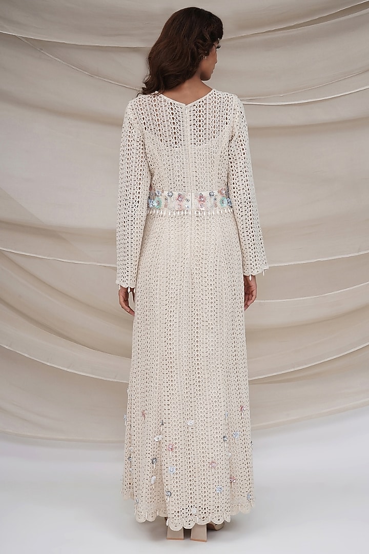 Ivory Tulle Hand Embroidered Jacket Wedding Gown by GEE SIN by Geetanjali Singh at Pernia's Pop Up Shop