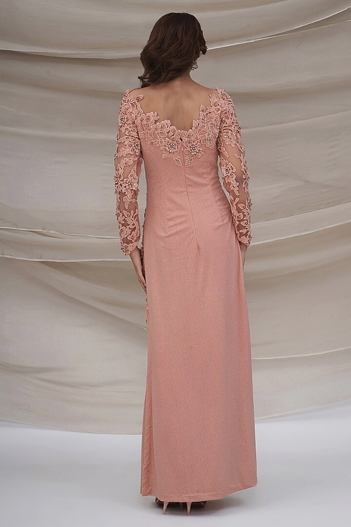 Peach Lycra Crepe Embellished Vacation Dress by GEE SIN by Geetanjali Singh at Pernia's Pop Up Shop