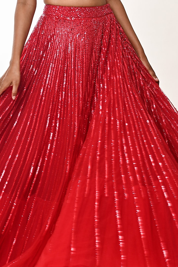 Red Wedding Lehenga Set With Sequins Work by Geethika Kanumilli at Pernia's Pop Up Shop