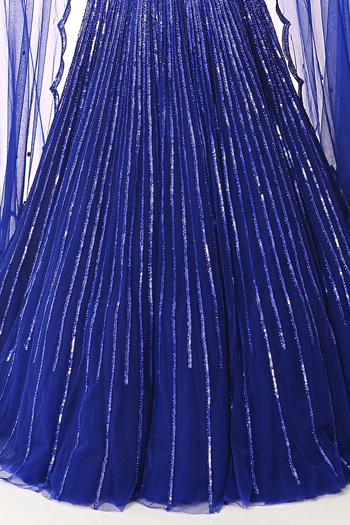 Prussian Blue Wedding Lehenga Set With Sequins Work by Geethika Kanumilli at Pernia's Pop Up Shop