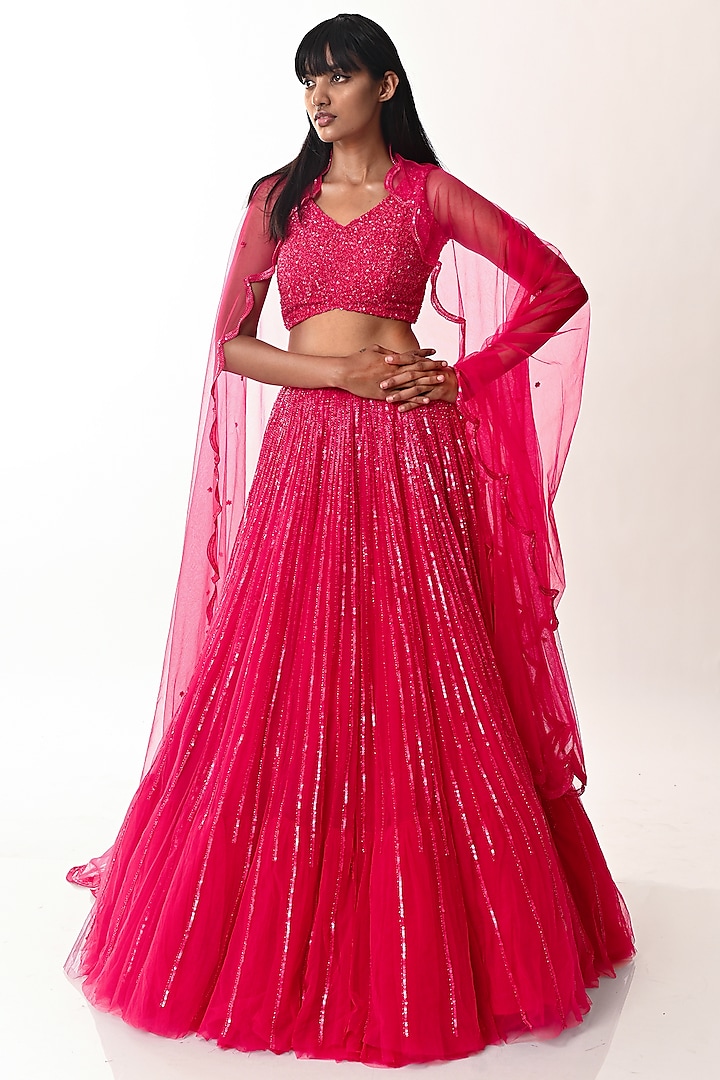 Pink Wedding Lehenga Set With Sequins Work by Geethika Kanumilli at Pernia's Pop Up Shop