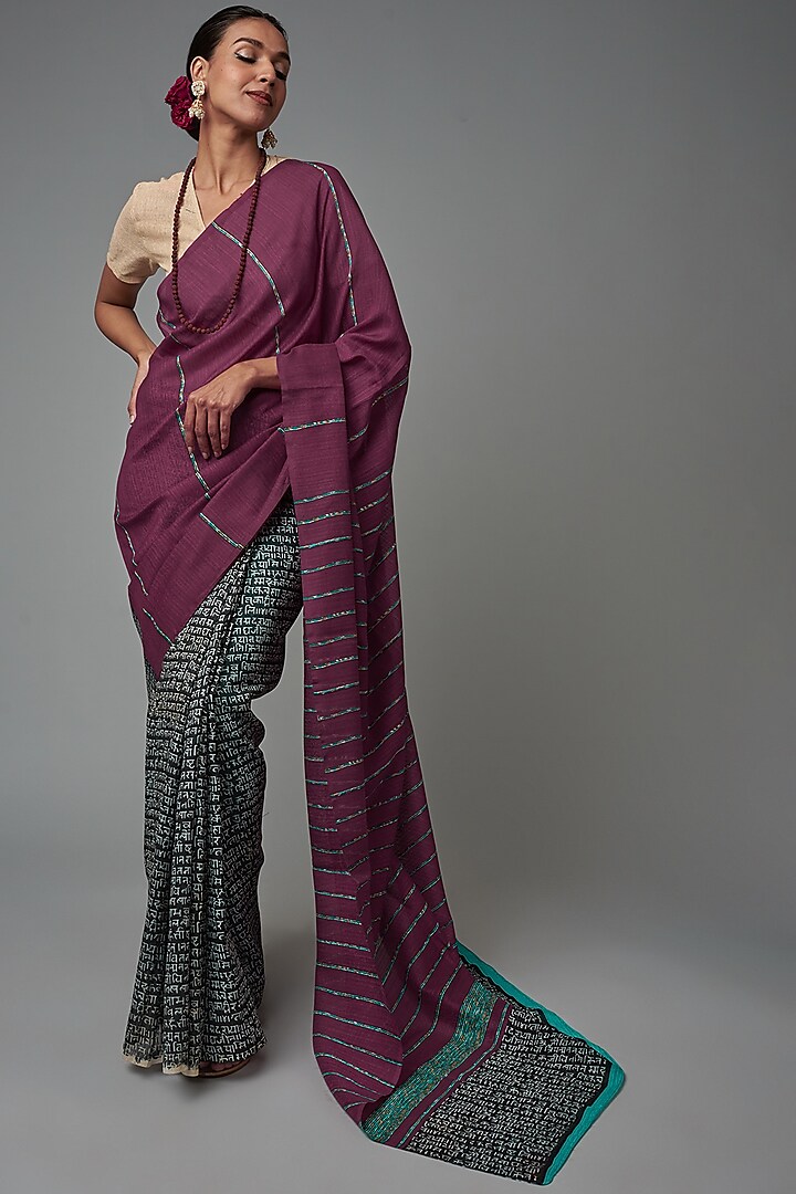 Magenta Cotton Printed Saree by Label GehnaSamah