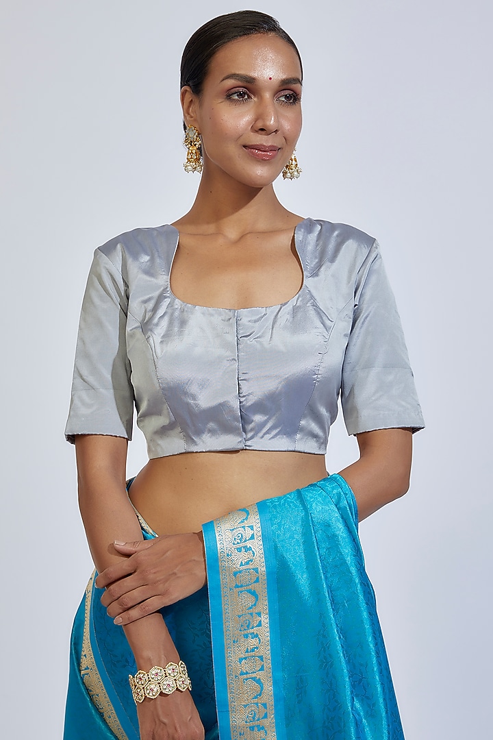 Sea Blue Silk Baluchari Party Wear Saree by Label GehnaSamah at Pernia's Pop Up Shop