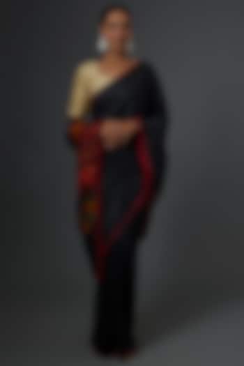 Black Tussar Silk Saree by Label GehnaSamah