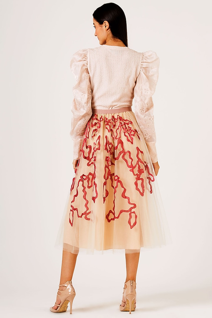 Beige Tulle Skirt by Geisha Designs at Pernia's Pop Up Shop