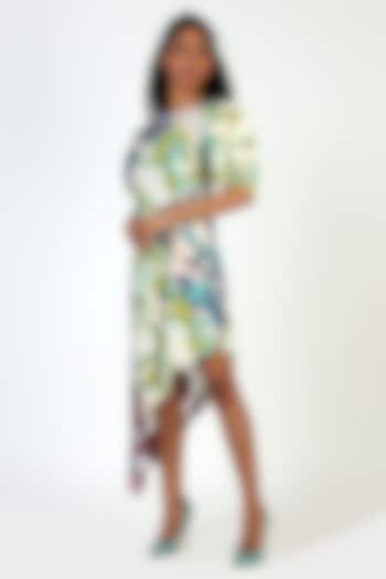 Green High Low Printed Summer Dress by Geisha Designs at Pernia's Pop Up Shop