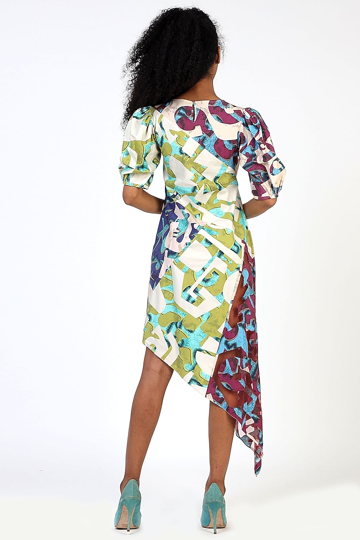 Green High Low Printed Summer Dress by Geisha Designs at Pernia's Pop Up Shop