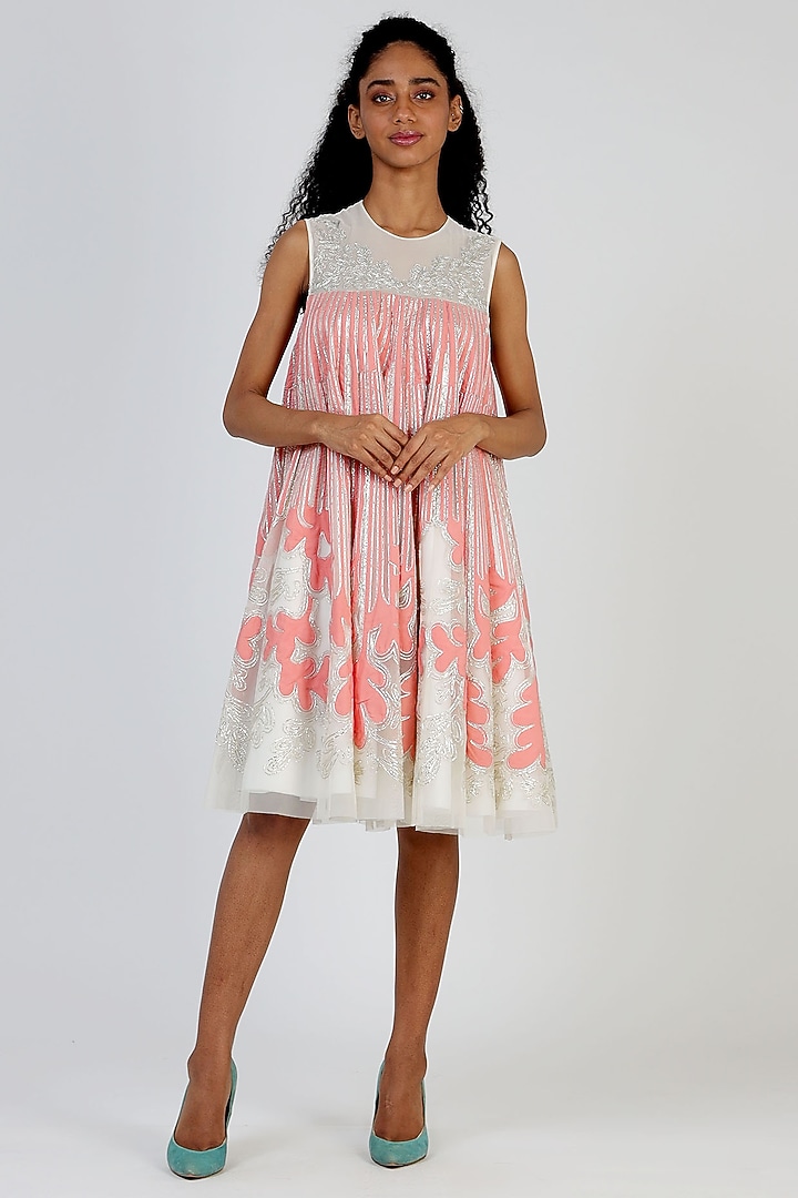 Coral Embroidered Midi Vacation Dress by Geisha Designs at Pernia's Pop Up Shop