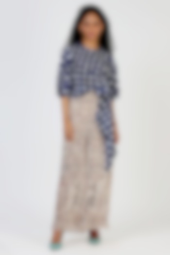Beige Printed Pants by Geisha Designs at Pernia's Pop Up Shop