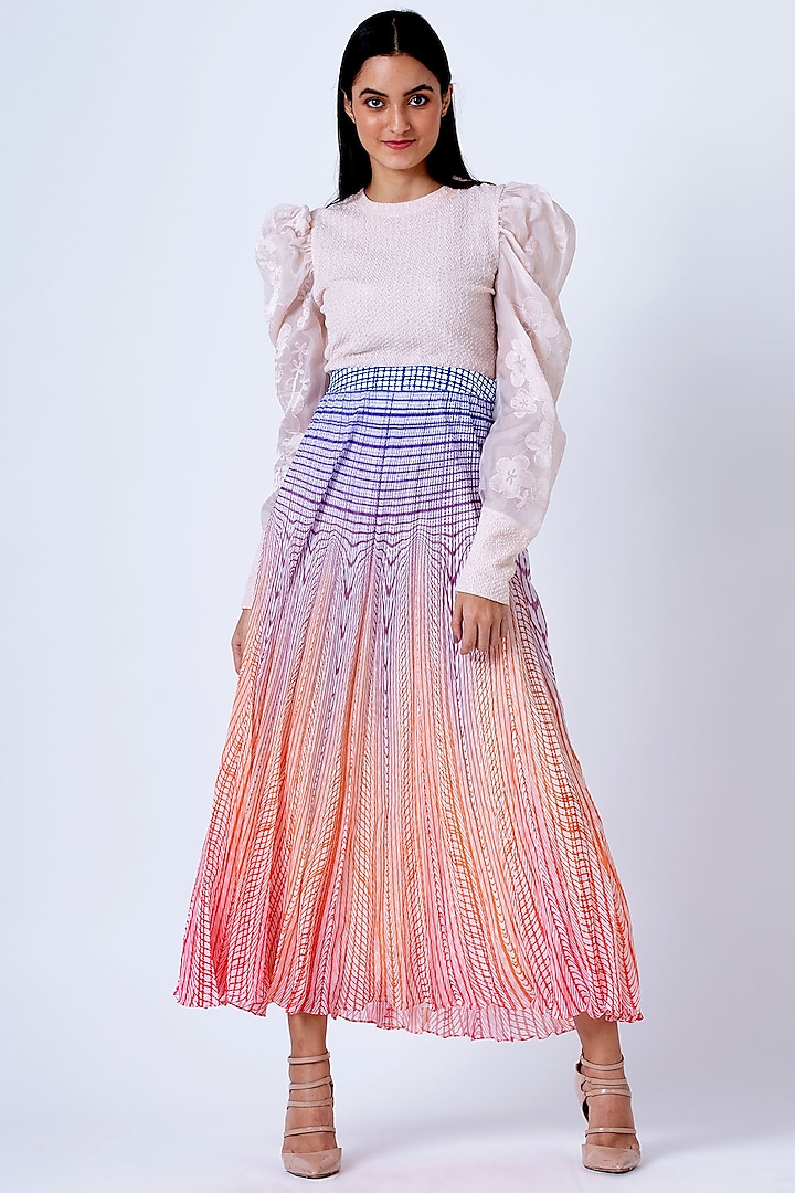 Coral Illusion Pleated Skirt by Geisha Designs