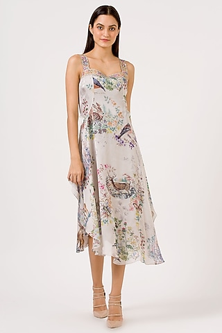 Silver Grey Asymmetric Dress by Geisha Designs