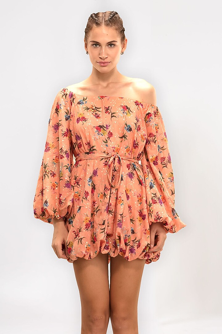 Orange Printed Playsuit by Geisha Designs at Pernia's Pop Up Shop