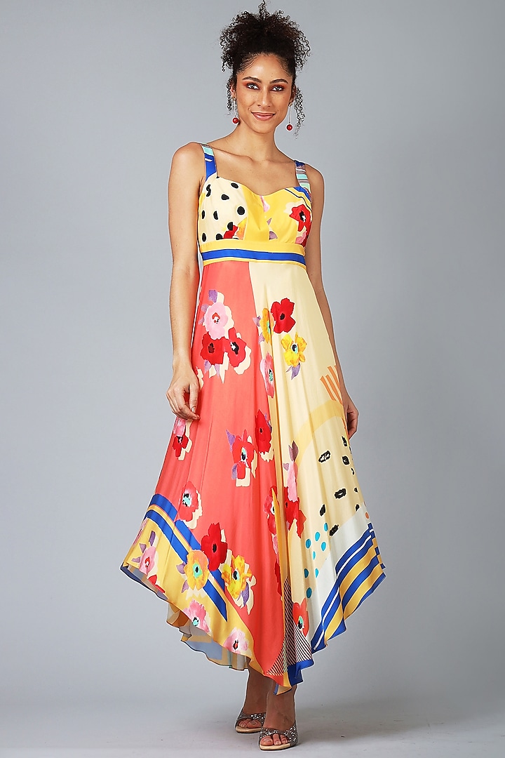 Multi-Colored Asymmetrical Printed Dress by Geisha Designs at Pernia's Pop Up Shop