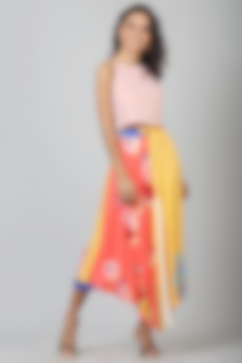 Multi-Colored Asymmetrical Printed Skirt by Geisha Designs