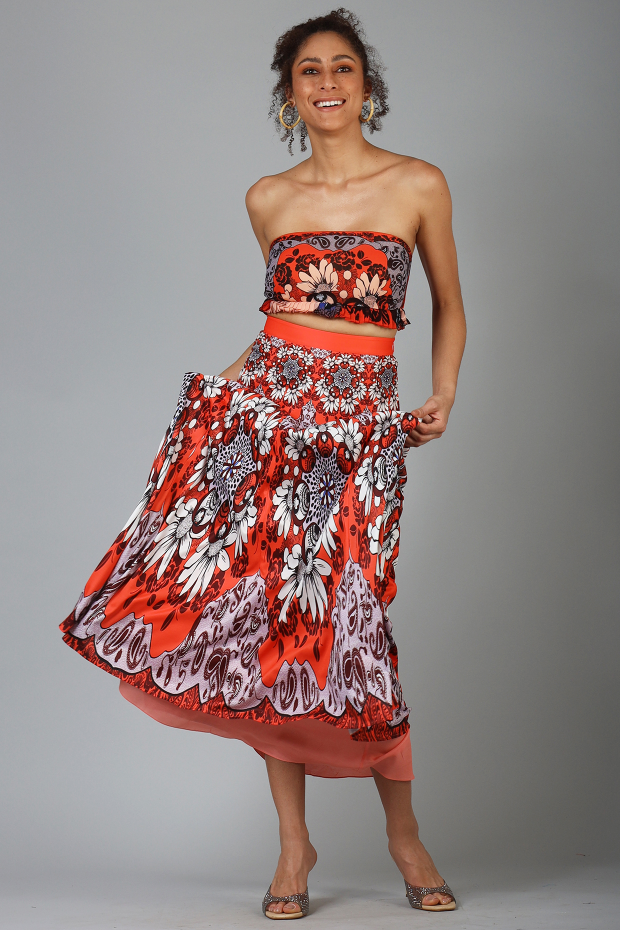 Orange Poly Off-Shoulder Top by Geisha Designs