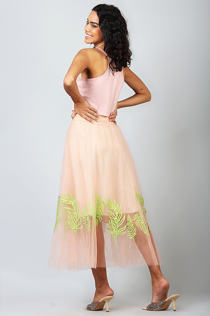 Peach Nylon Tulle Skirt by Geisha Designs at Pernia's Pop Up Shop