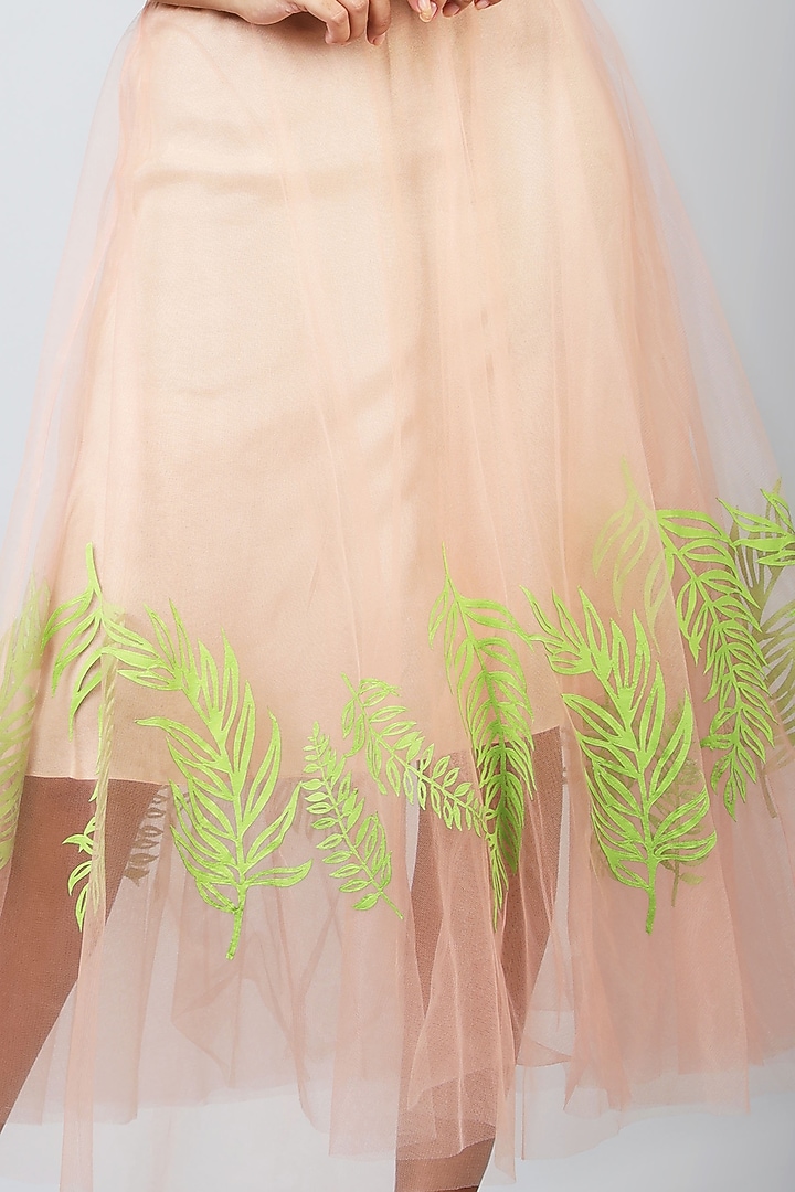 Peach Nylon Tulle Skirt by Geisha Designs at Pernia's Pop Up Shop