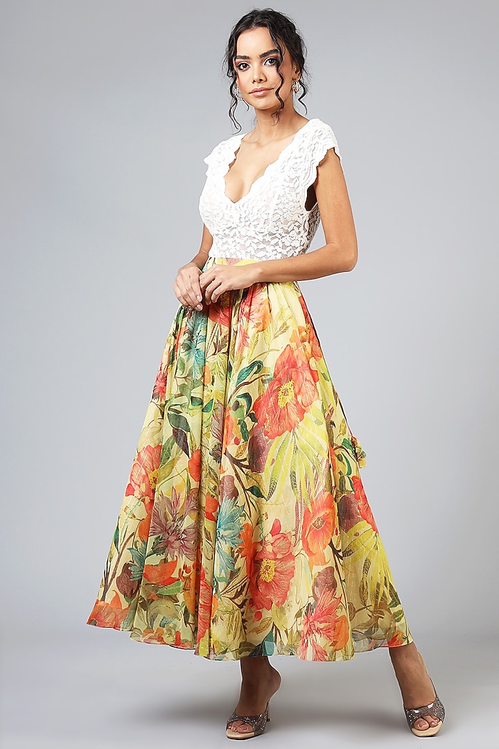 Yellow Floral Skirt by Geisha Designs