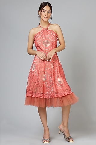Tomato Red Lace Dress by Geisha Designs