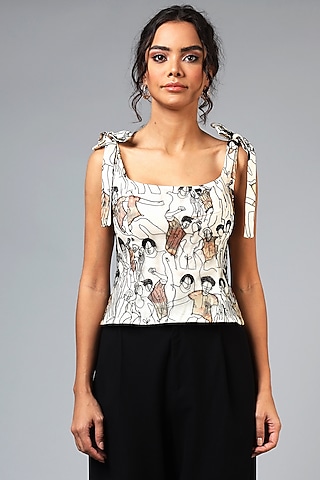 White Embroidered Blouse by Geisha Designs