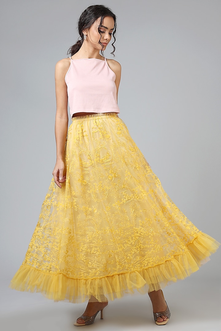Yellow Embroidered Skirt by Geisha Designs