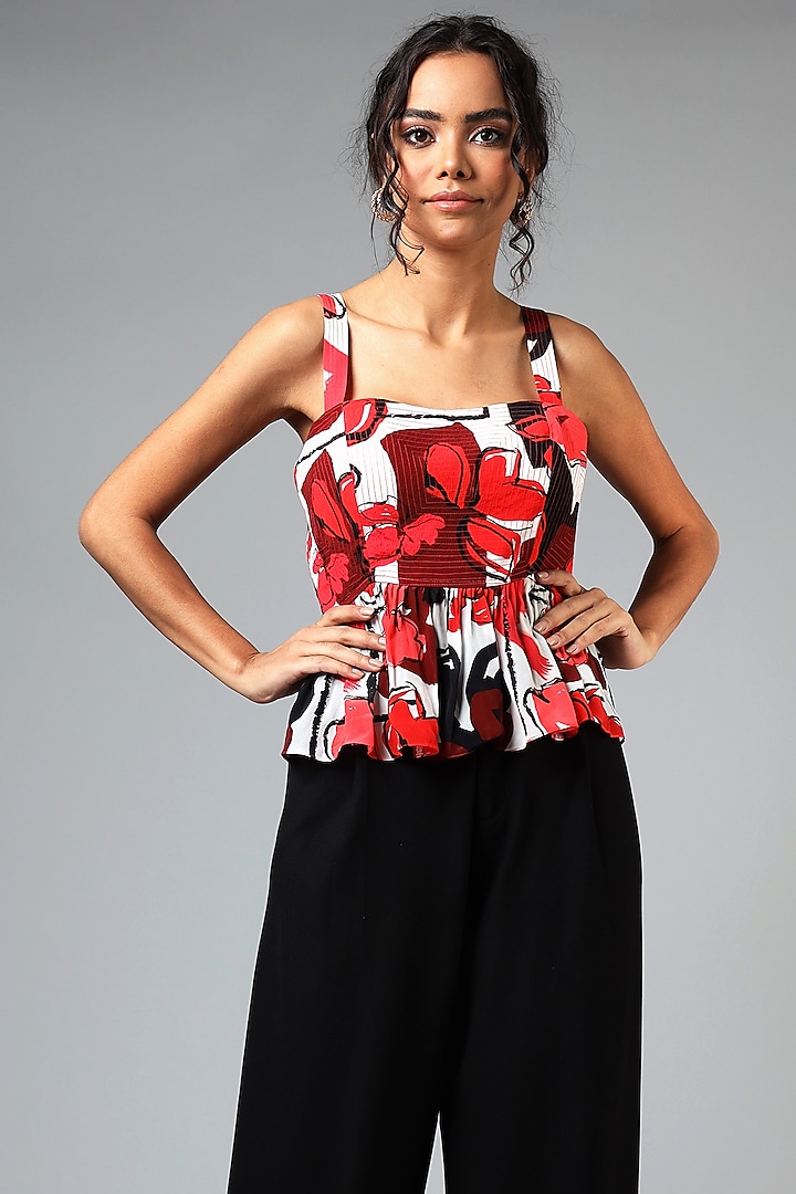Red Floral Blouse by Geisha Designs