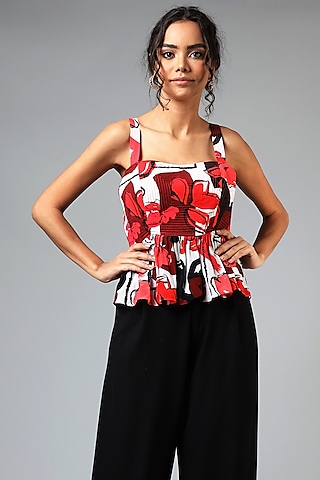 Red Floral Blouse by Geisha Designs