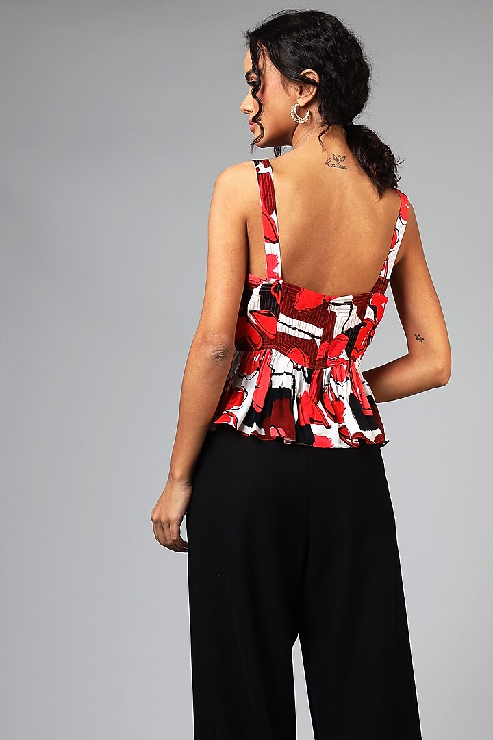 Red Floral Blouse by Geisha Designs at Pernia's Pop Up Shop
