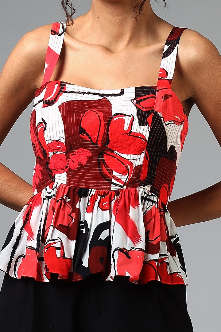 Red Floral Blouse by Geisha Designs at Pernia's Pop Up Shop