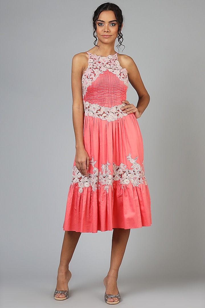 Coral Lace Dress by Geisha Designs
