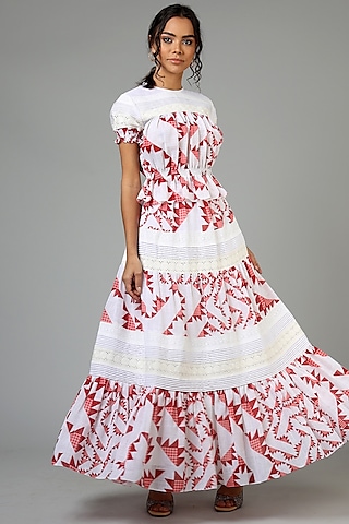 White Viscose Peplum Blouse by Geisha Designs