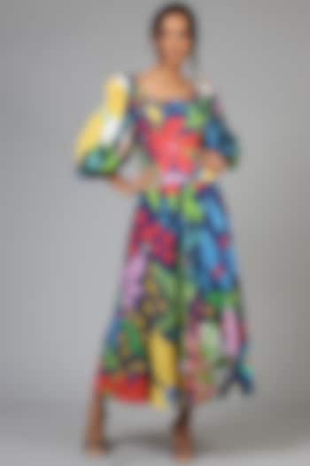 Multi-Colored Viscose & Rayon Skirt Set by Geisha Designs