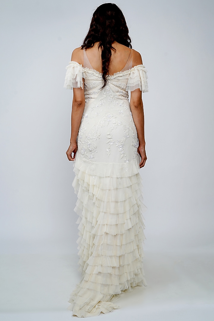 White Ruffled Wedding Gown by Geisha Designs at Pernia's Pop Up Shop