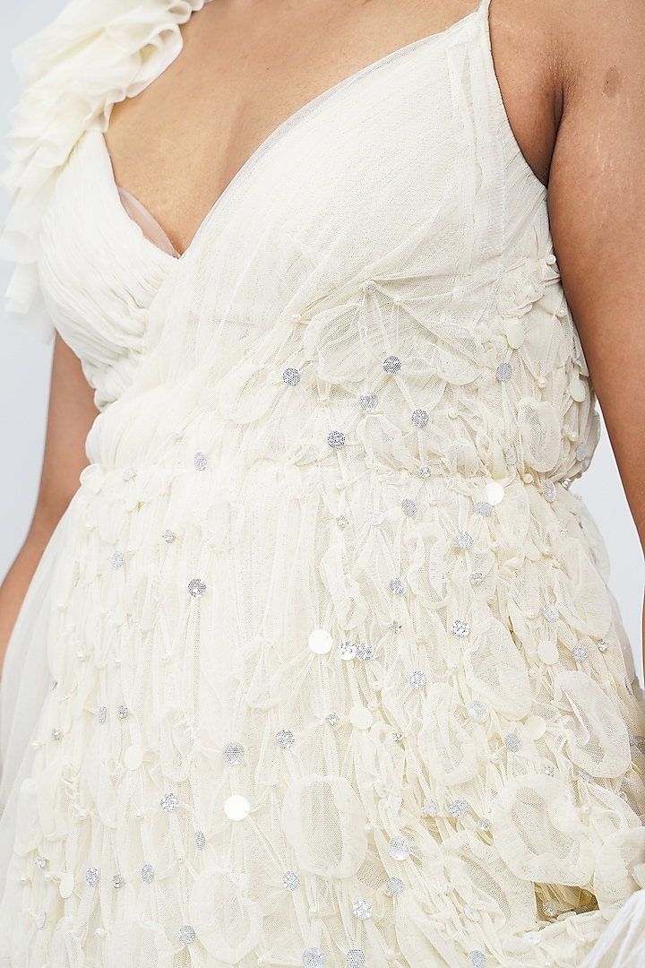 White Strappy Embroidered Wedding Gown by Geisha Designs at Pernia's Pop Up Shop