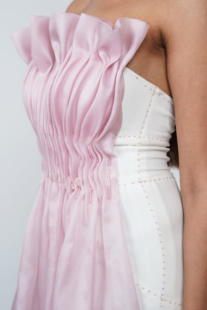 White Ruched & Textured Engagement Gown by Geisha Designs at Pernia's Pop Up Shop