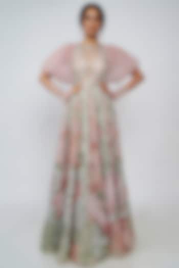 Blush Pink Embroidered Gown by Geisha Designs