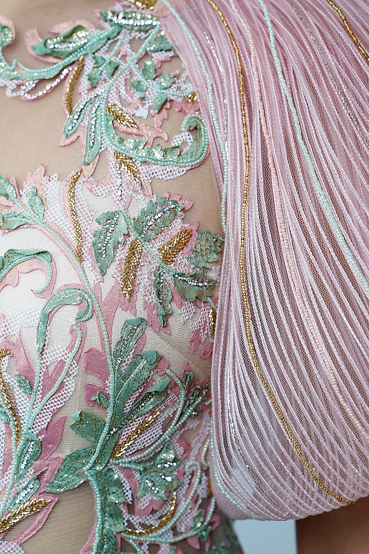 Blush Pink Embroidered Wedding Gown by Geisha Designs at Pernia's Pop Up Shop