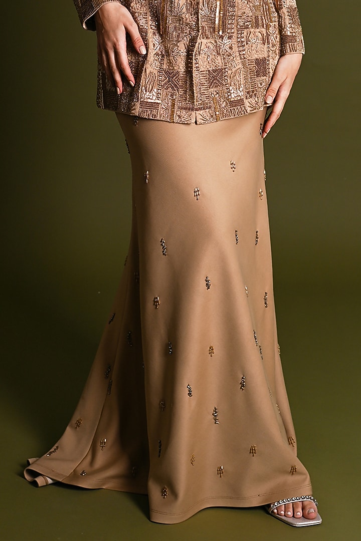 Gold Viscose & Nylon Embroidered Co-Ord Set by Geisha Designs at Pernia's Pop Up Shop