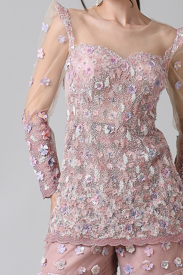 Pink Nylon 3D Floral Embellished Gharara Set by Geisha Designs at Pernia's  Pop Up Shop 2026