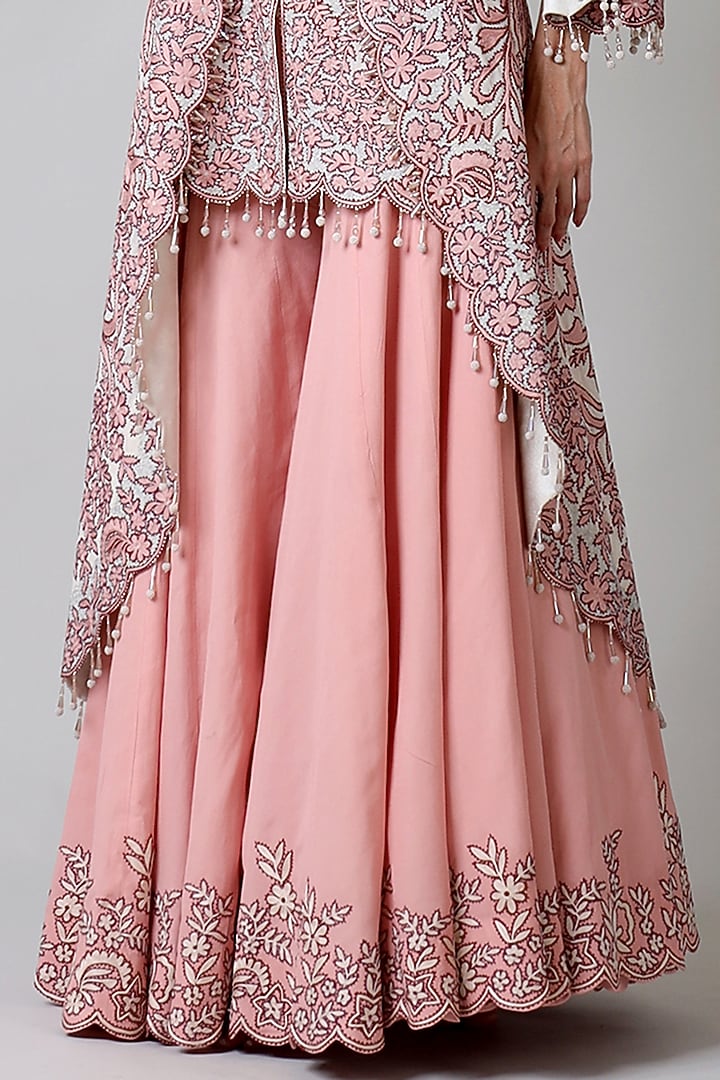 Pink Silk & Viscose Embroidered Gharara Set by Geisha Designs at Pernia's Pop Up Shop