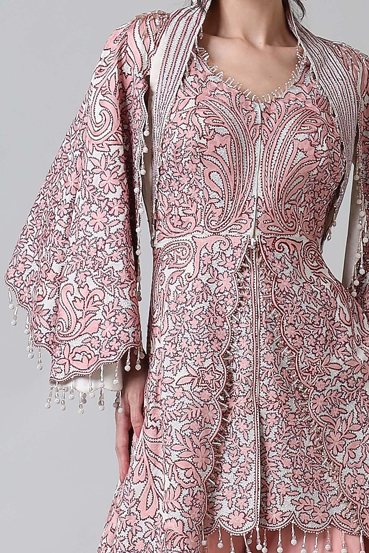 Pink Silk & Viscose Embroidered Gharara Set by Geisha Designs at Pernia's Pop Up Shop