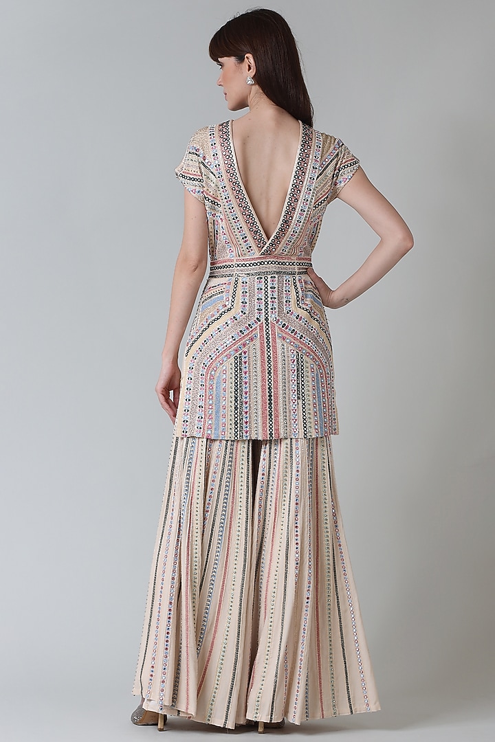 Champagne Viscose Bridal Sharara Set by Geisha Designs at Pernia's Pop Up Shop