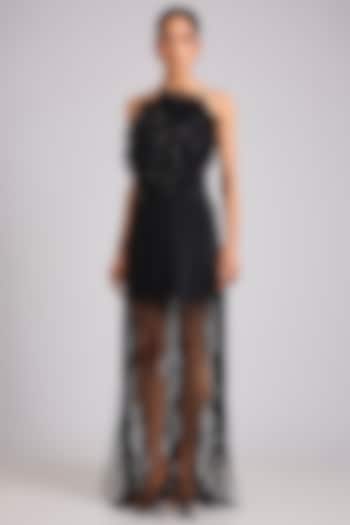 Black Nylon & Polyester Engagement Gown by Geisha Designs at Pernia's Pop Up Shop