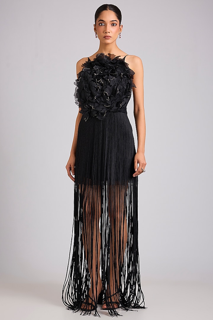 Black Nylon & Polyester Engagement Gown by Geisha Designs at Pernia's Pop Up Shop