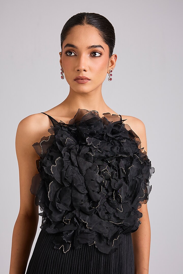 Black Nylon & Polyester Engagement Gown by Geisha Designs at Pernia's Pop Up Shop