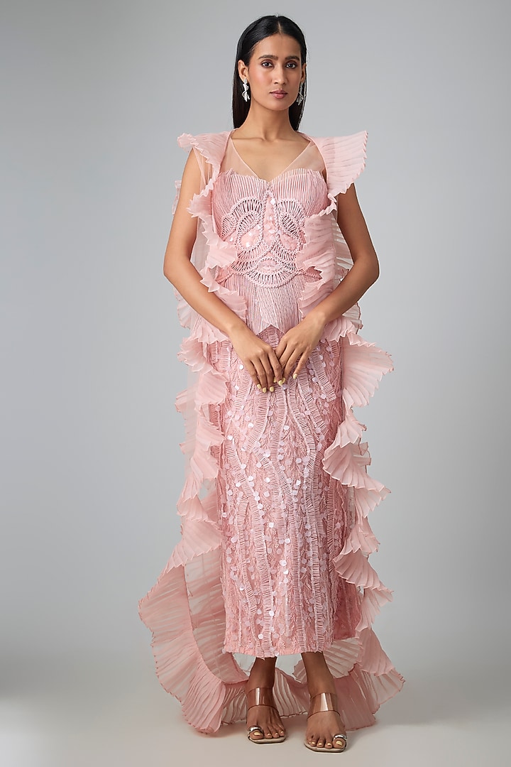 Pink Nylon Skirt Set by Geisha Designs at Pernia's Pop Up Shop