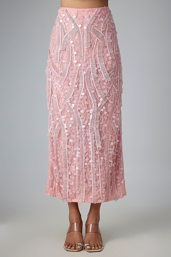 Pink Nylon & Rexine Skirt Set by Geisha Designs at Pernia's Pop Up Shop