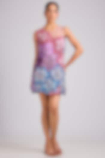 Multi-Colored Nylon & Viscose Mini Party Wear Dress by Geisha Designs at Pernia's Pop Up Shop